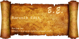 Barcsik Edit névjegykártya